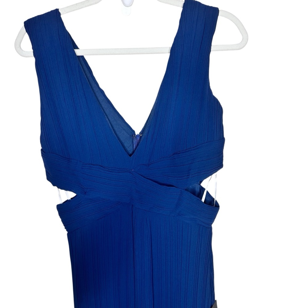 NWT Lulus Compelling Poise Navy Blue Plisse Cutout Sleeveless Maxi Dress Large - Picture 8 of 16